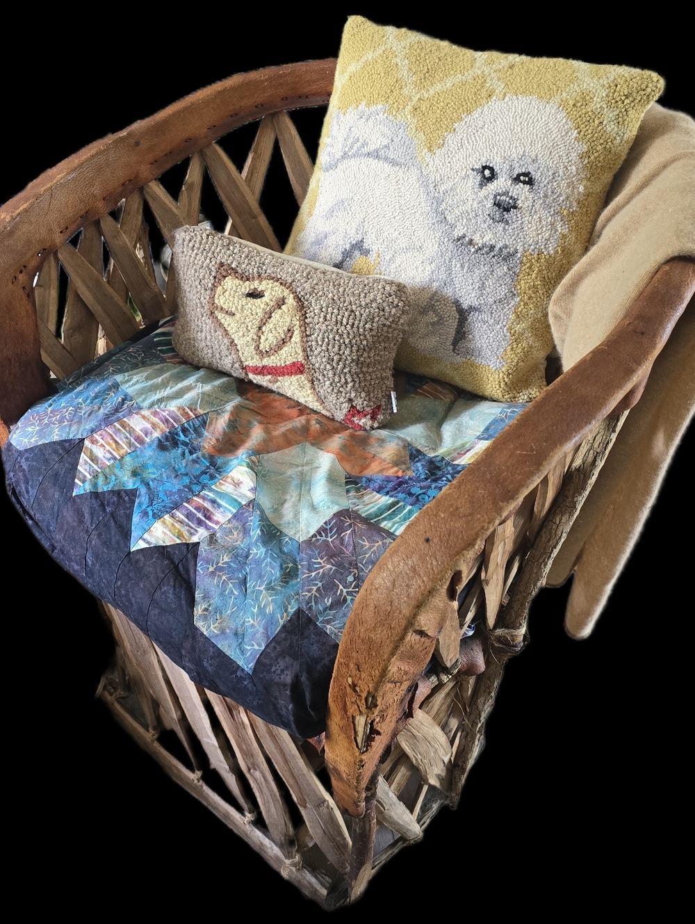Chandler Four Corners Wool Hooked Dog Pillow 12x6 - Picture 5 of 5